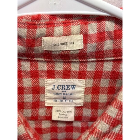 J.Crew Mens Red & White Checkered Flannel Shirt Tailored Fit Size M - Picture 4 of 10